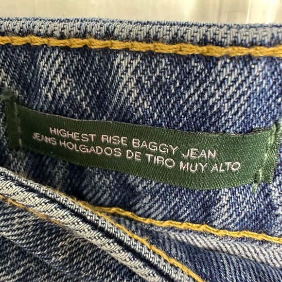 Wild Fable Jeans Womens 8/29 Blue Denim Distressed High Rise Baggy Wide Leg NWT - Picture 4 of 9